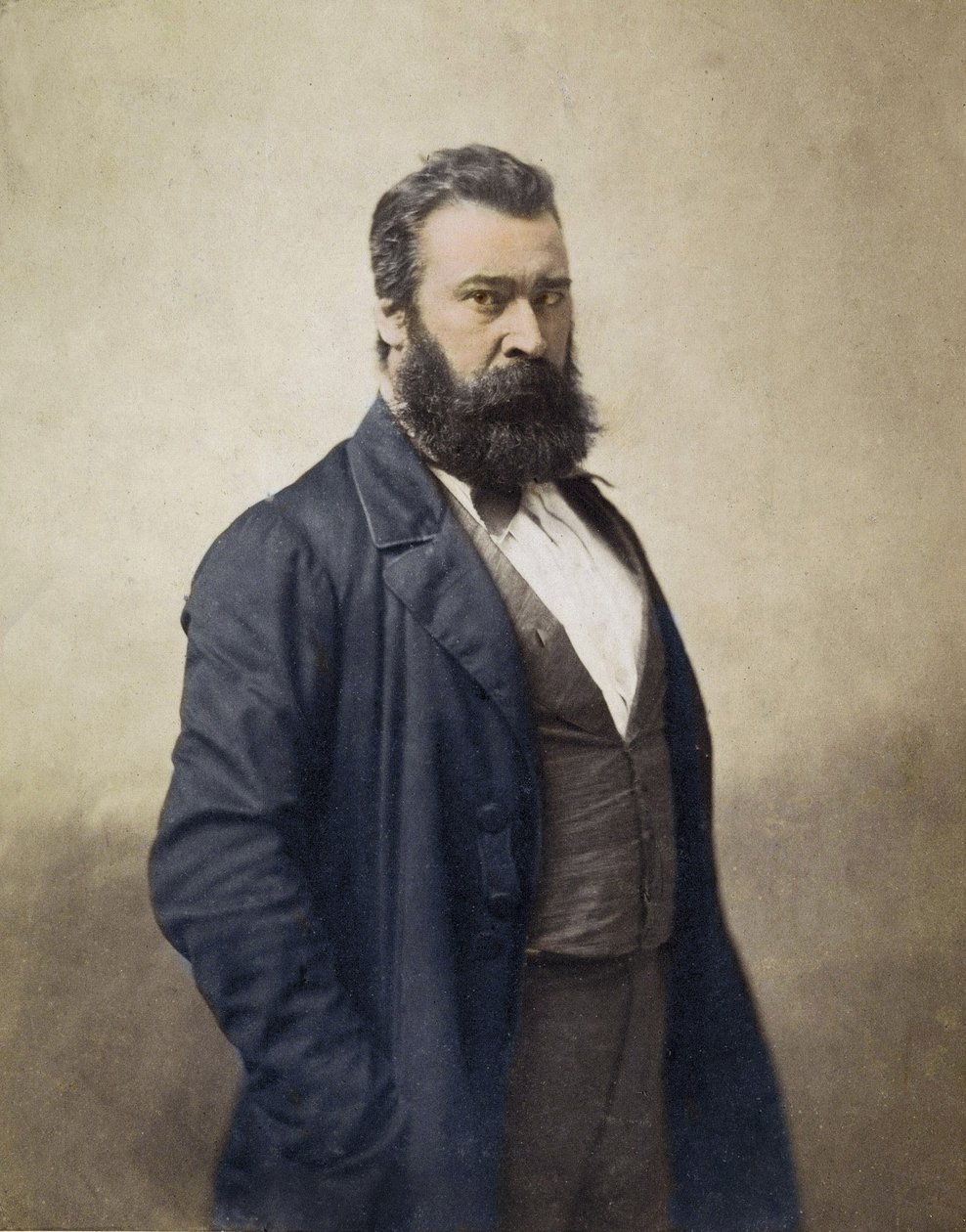 Jean Francois Millet (1814-1875) pintor francês c. 1870 fotografia de Nadar - Coloração digital - Retrato de Jean-Francois (Jean Francois) Millet (1814-1875), pintor, gravador. Fotografia de Nadar. Século XIX de Nadar