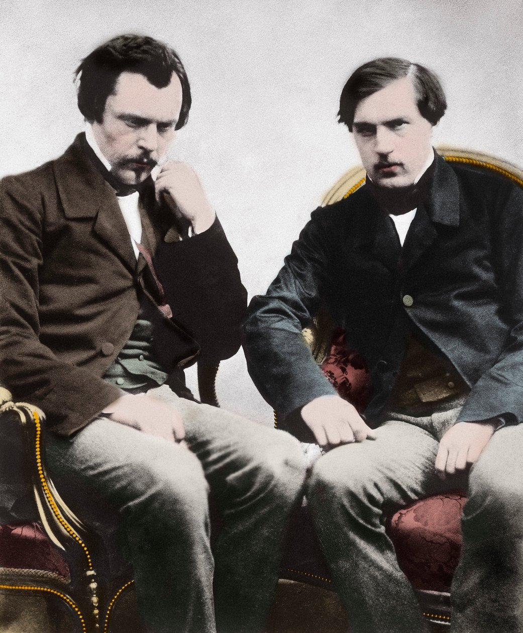 Os irmãos Edmond (1822-1896) e Jules (1830-1870) de Goncourt, escritores franceses, de Nadar - Les freres Edmond de Goncourt (1822-1896) e Jules de Goncourt (1830-1870) críticos literários e escritores franceses, foto de Gaspard Felix Tournachon dit Felix  de Nadar