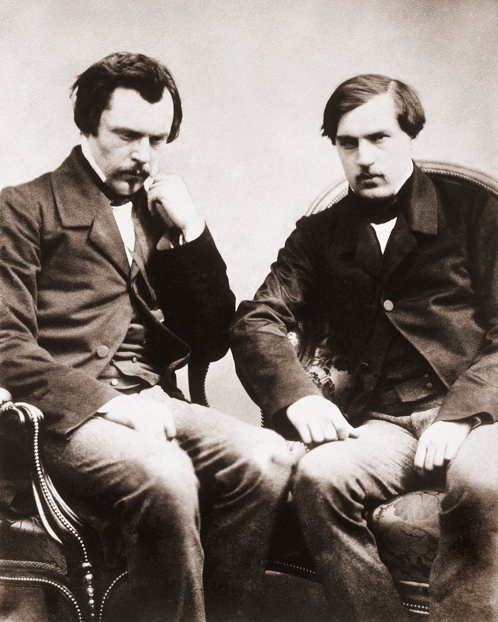 Os irmãos Edmond de Goncourt (1822-1896) e Jules de Goncourt (1830-1870) críticos literários e escritores franceses, foto de Gaspard Felix Tournachon dit Felix Nadar (1820-1910) cerca de 1855 de Nadar