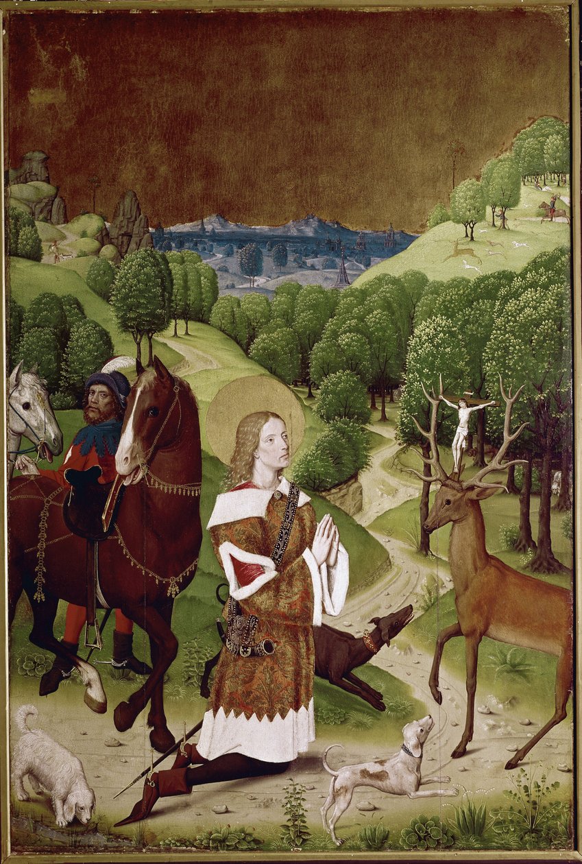 Conversão de St Hubert (óleo sobre painel de (active c.1463 c.1490) Master of Wilten