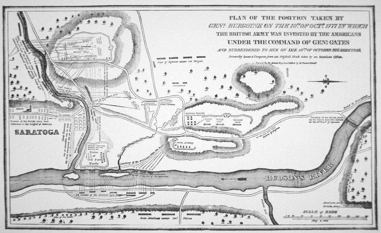 Plano da Batalha de Saratoga, Outubro de 1777 (litho) de (after) American School