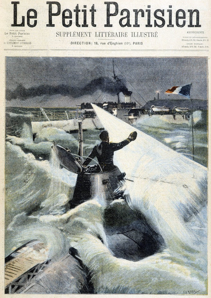 Experiência do submarino "Le Morse" - em "Le Petit Parisien" de 11/08/1901 de (after) Carrey