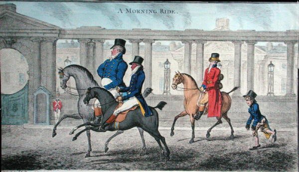 A Morning Ride, gravada por James Gillray (1756-1815) publicada por Hannah Humphrey em 1804 (gravura colorida à mão) de (after) English School