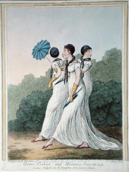 Grace, Fashion and Manners from Life, gravado por James Gillray (1757-1815) publicado por G. Humphrey (gravura colorida à mão) de (after) English School