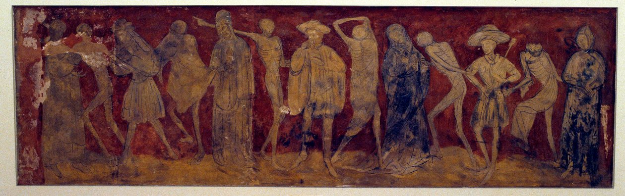 Lançamento fresco de "La Danse macabre" pela abadia antiga de La Chaise-Dieu (Chaise Dieu) feita por Louis Yperman (1856 por volta de?) 1894. Paris, Museu de Monumentos inglês de (after) French School