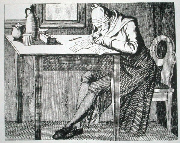 Gaspard Lavater (1741-1801) em seu Estudo, cópia de uma ilustração de sua 