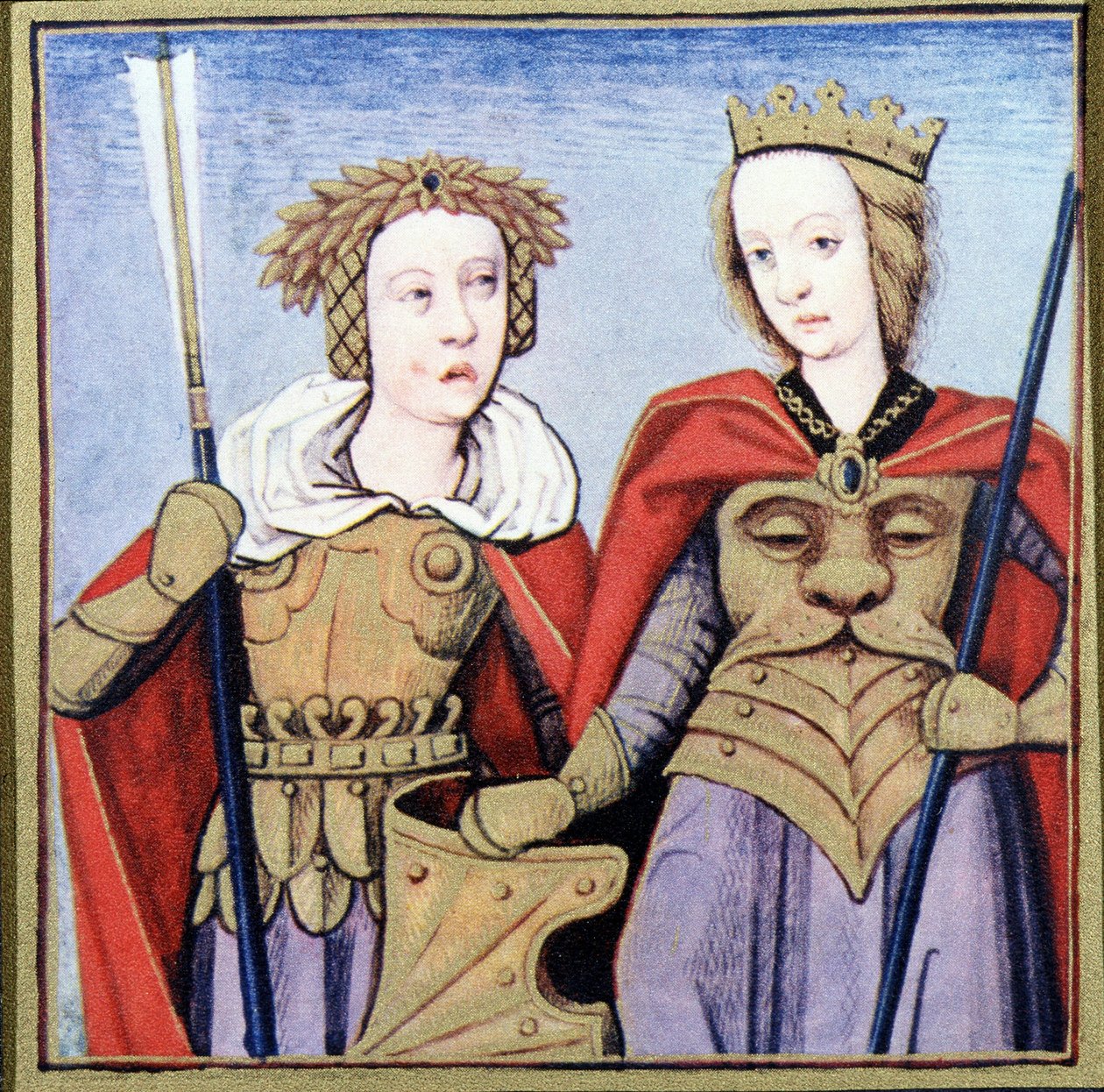Orithia e Antiopus, Rainhas da Amazónia depois de "Des Dames de Renown" de Boccace. de (after) French School