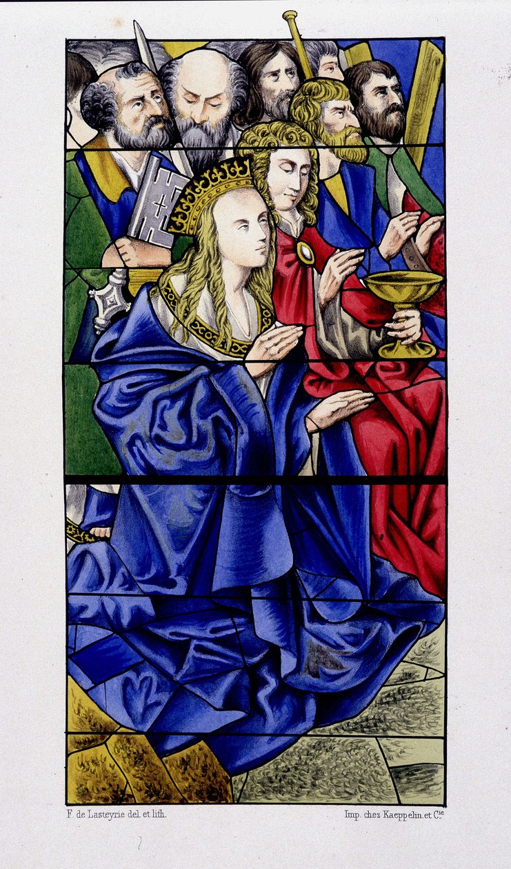 A Virgem rodeada pelos apóstolos - reprovação de um vitral da igreja de São Vicente de Rouen de (after) French School
