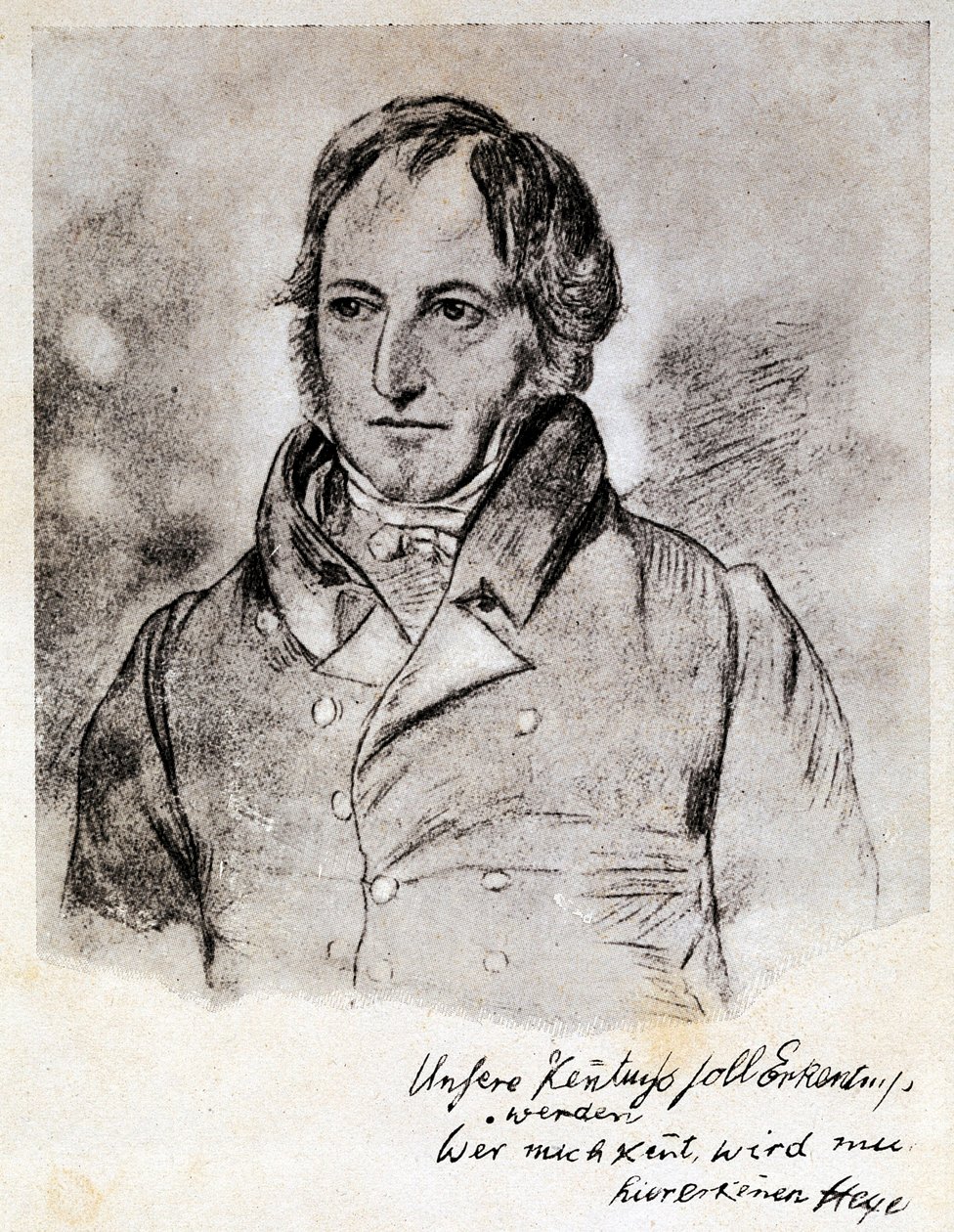 Retrato de Georg Wilhelm Friedrich Hegel (1770-1831), filósofo e idealista alemão. Gravura depois de um desenho de G. Hensel. de (after) German School