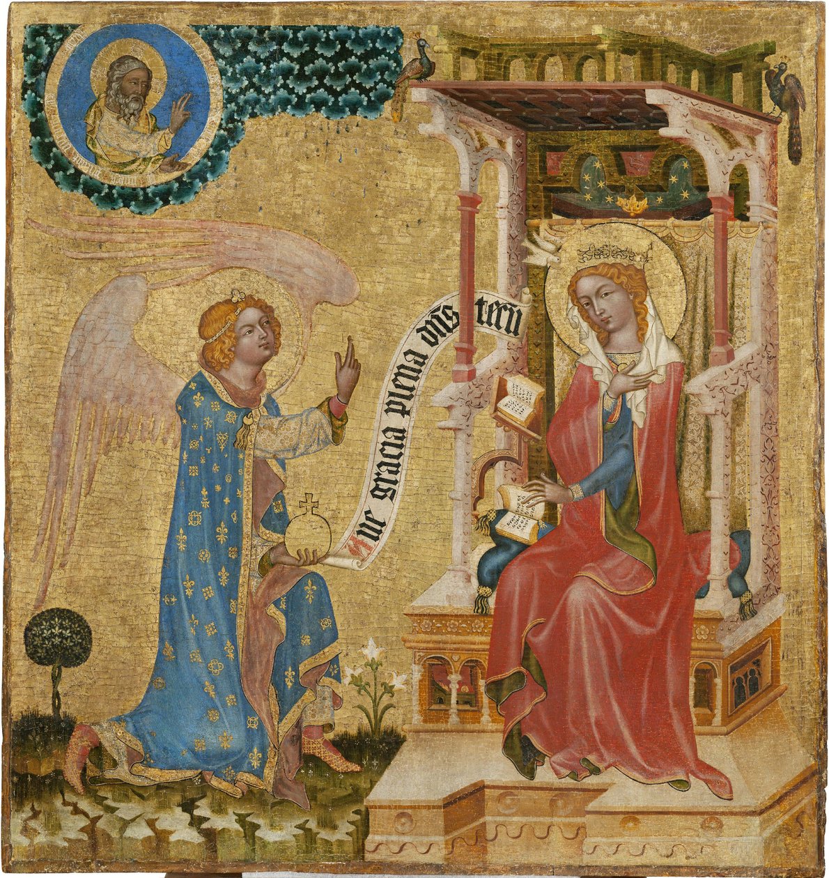A Anunciação - Mestre de Hohenfurth (maître de Vyssi Brod) (activo ca 1350). Tempera no painel, cerca de 1350. Galeria Nacional, Praga de (aka master of Hohenfurt) Master of Vyssi Brod