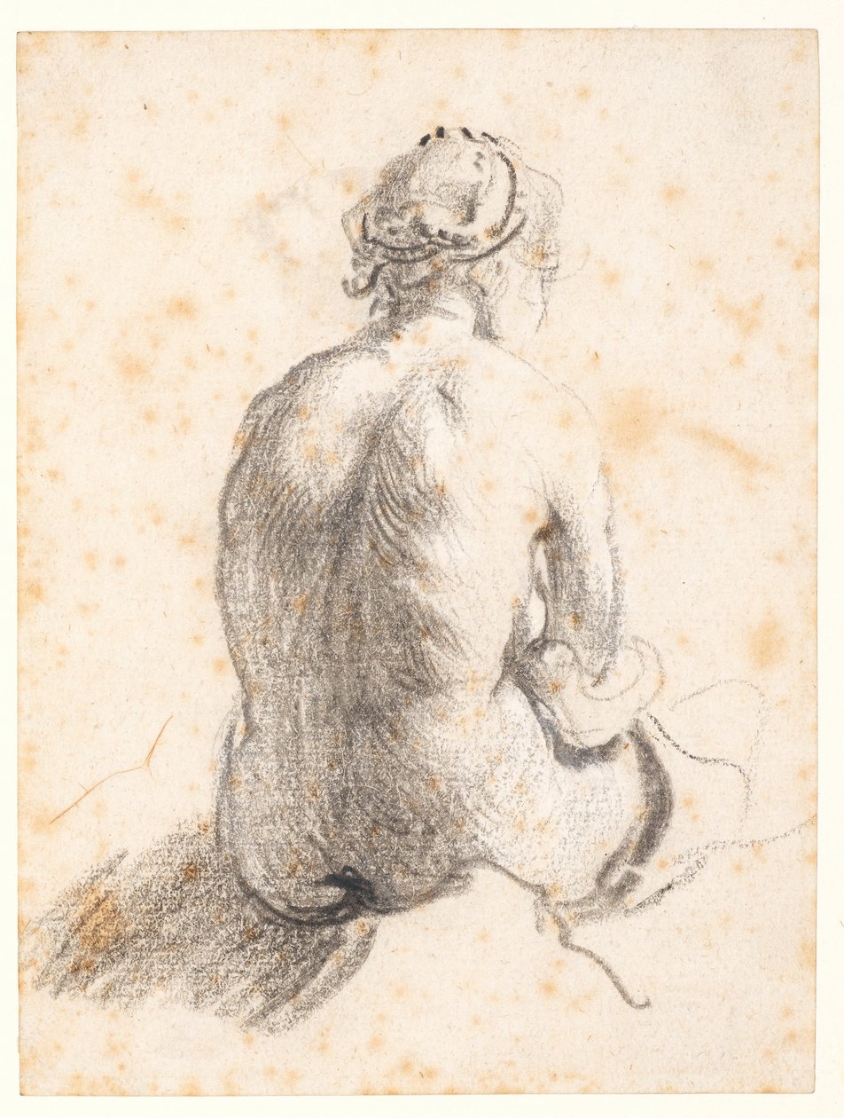 Estudo de um nu feminino (grafite sobre papel) de (attr. to) Rembrandt Harmensz. van Rijn