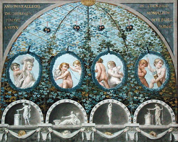 Design para um Ceiling Fresco, publicado c.1780 (guache, tinta e aguarela sobre uma base gravada) (ver também 192025 de (c.1489 1534) (after) Correggio