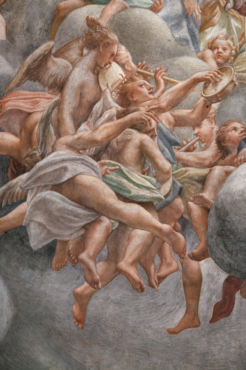 Ângulos tocando instrumentos musicais, detalhe de 3660852 de (c.1489 1534) Correggio