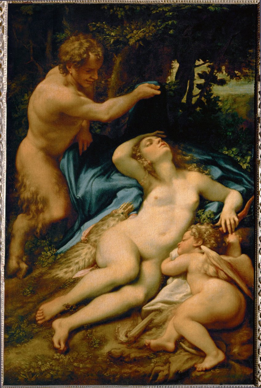 Vénus, a dormir, observada por um sátiro - também chamada "o sono de Antíope" ... de (c.1489-1534) Correggio