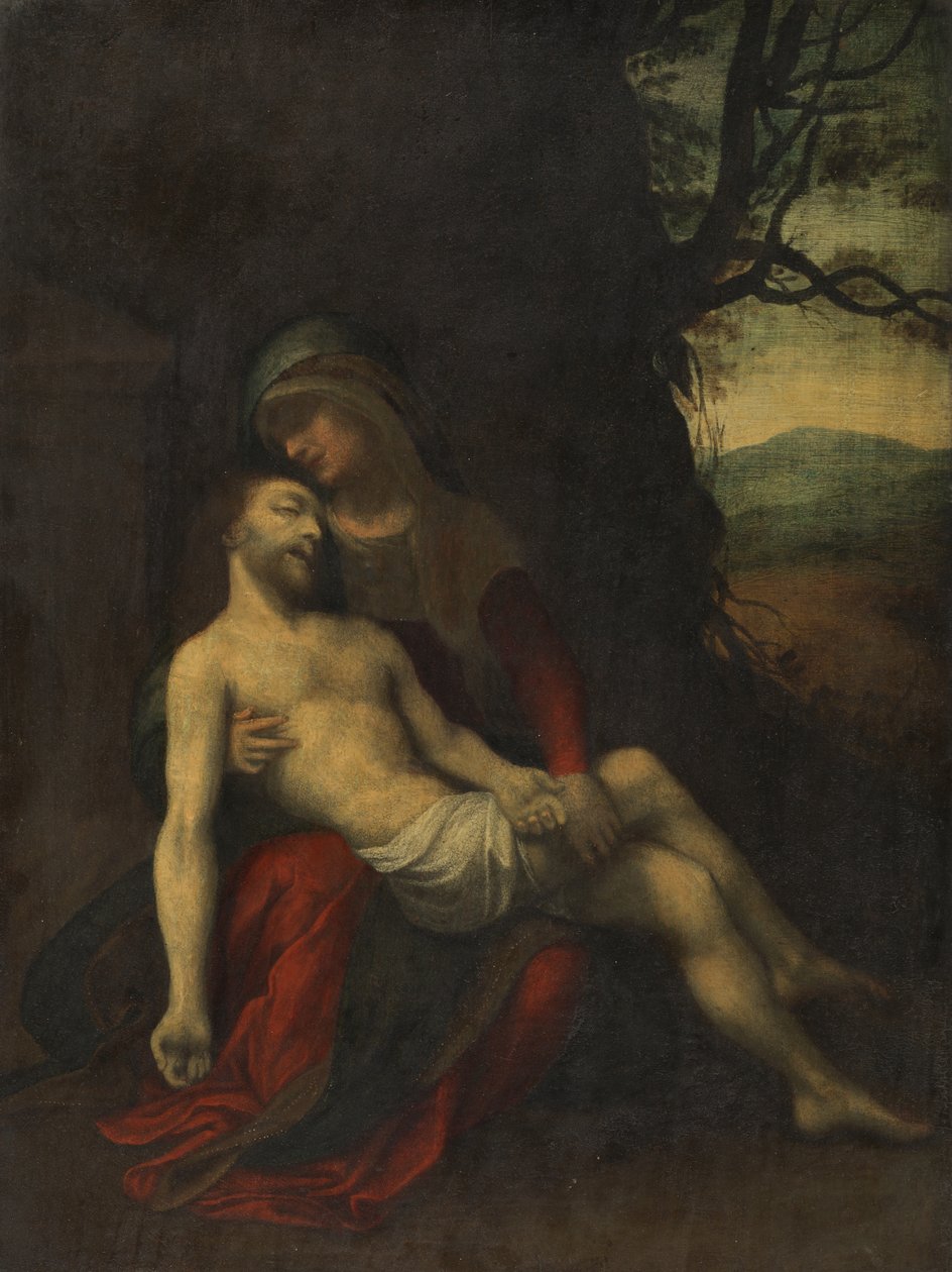 Pieta, c.1520-30 (óleo sobre painel) de follower of Correggio