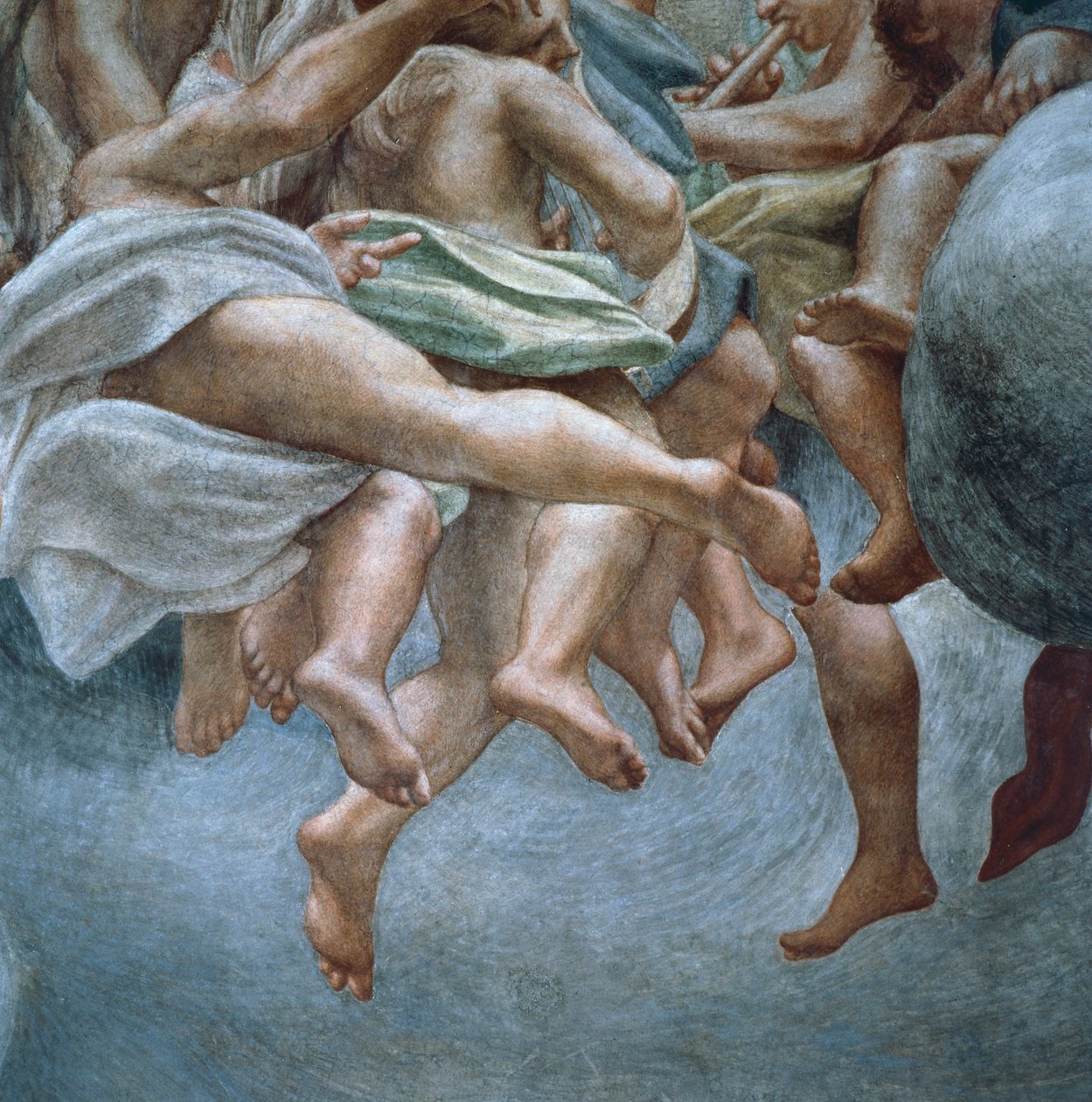 Anjos, detalhe dos afrescos de secção de Abraão e Isaac, da cúpula da Catedral de Parma, de Antonio Allegri Da Correggio (1489-1534) de (c.1489 1534) Correggio