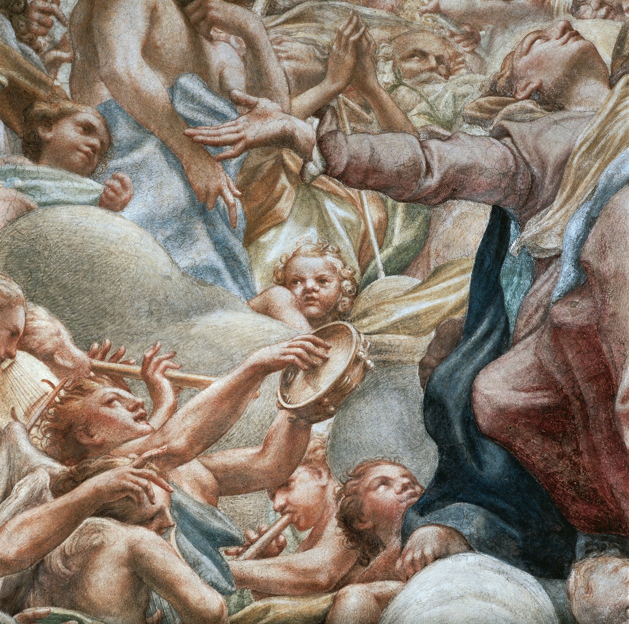 Anjos tocando música, detalhe da Assunção da Virgem de (c.1489 1534) Correggio