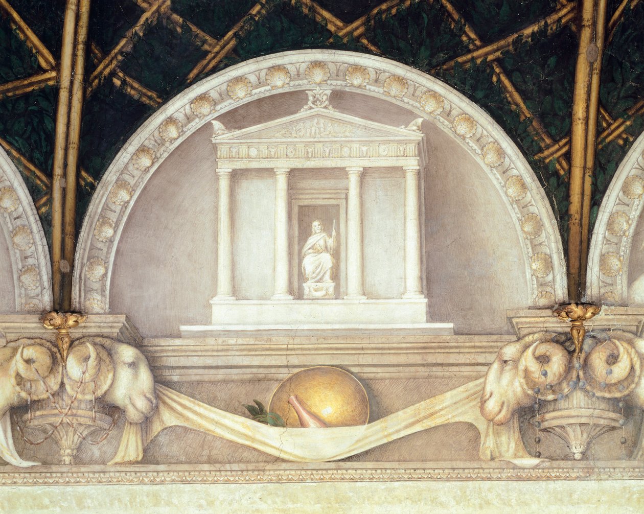 Lunette mostrando Templo ou Júpiter, afresco de Antonio Allegri Da Correggio (1489-1534) Quarto da Abadessa, Mosteiro de São Paulo, Parma, Itália de (c.1489 1534) Correggio