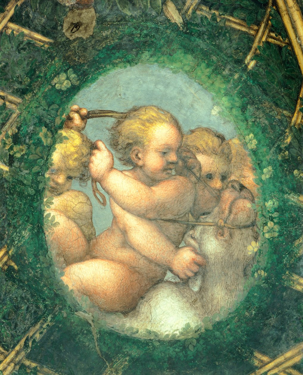 Ovate with cherubs, fresco de Antonio Allegri Da Correggio (1489-1534) Quarto da abadessa, Mosteiro de São Paulo, Parma, Itália de (c.1489 1534) Correggio