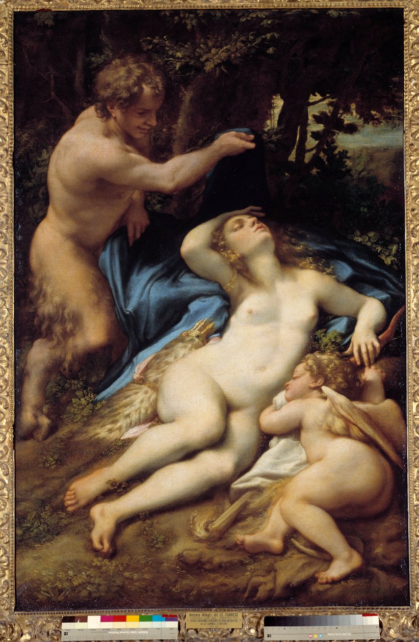 Vénus, Satyre e Cupido Pintura de Antonio Allegri (dit Correggio ou Le Correge 1489-1534) 1525 Sol. 1,88x1,25 m de (c.1489 1534) Correggio