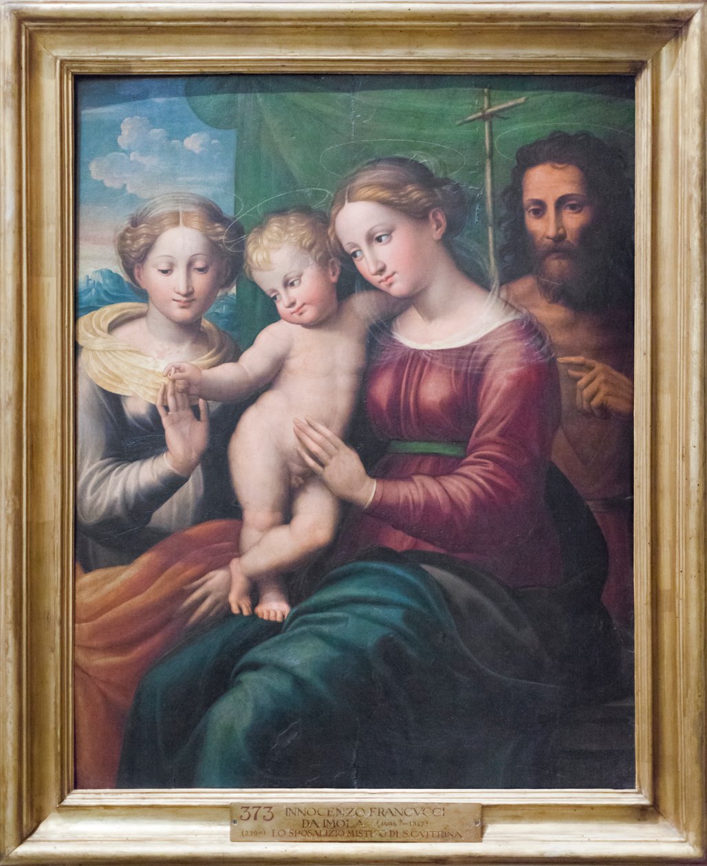 O Casamento Místico de Santa Catarina (óleo sobre painel) de Innocenzo da Imola