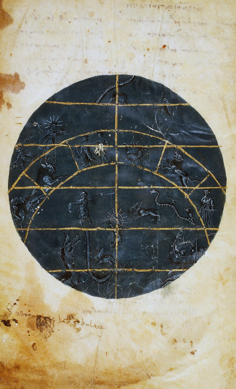 hemisfério celestial do norte, miniatura, mesa astronómica de Ptolomeu (ca. 100-175), civilização helenística de (c.90 168)(after) Ptolemy