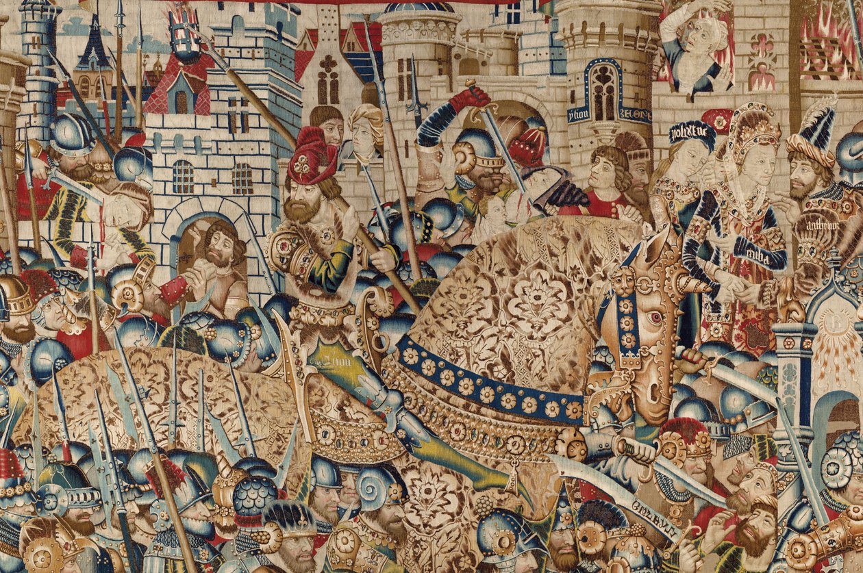 A Guerra de Tróia: A Destruição de Tróia, c.1470 (tapeçaria) de (fl.1450 75) Master of Coetivy