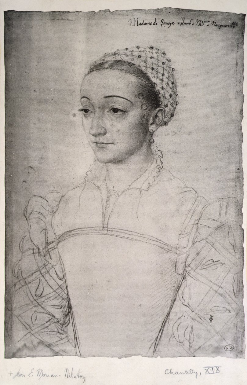 Marguerite de France (1523-74) (lápis sobre papel) de (studio of) Clouet