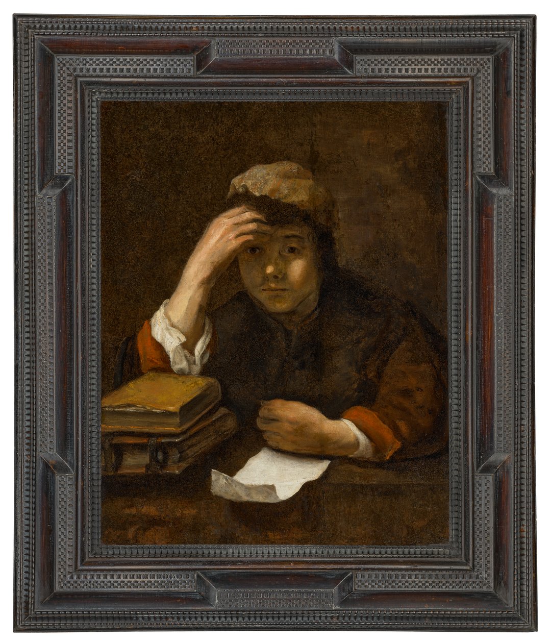 Um rapaz a ler (óleo sobre tela) de (studio of) Rembrandt Harmensz. van Rijn