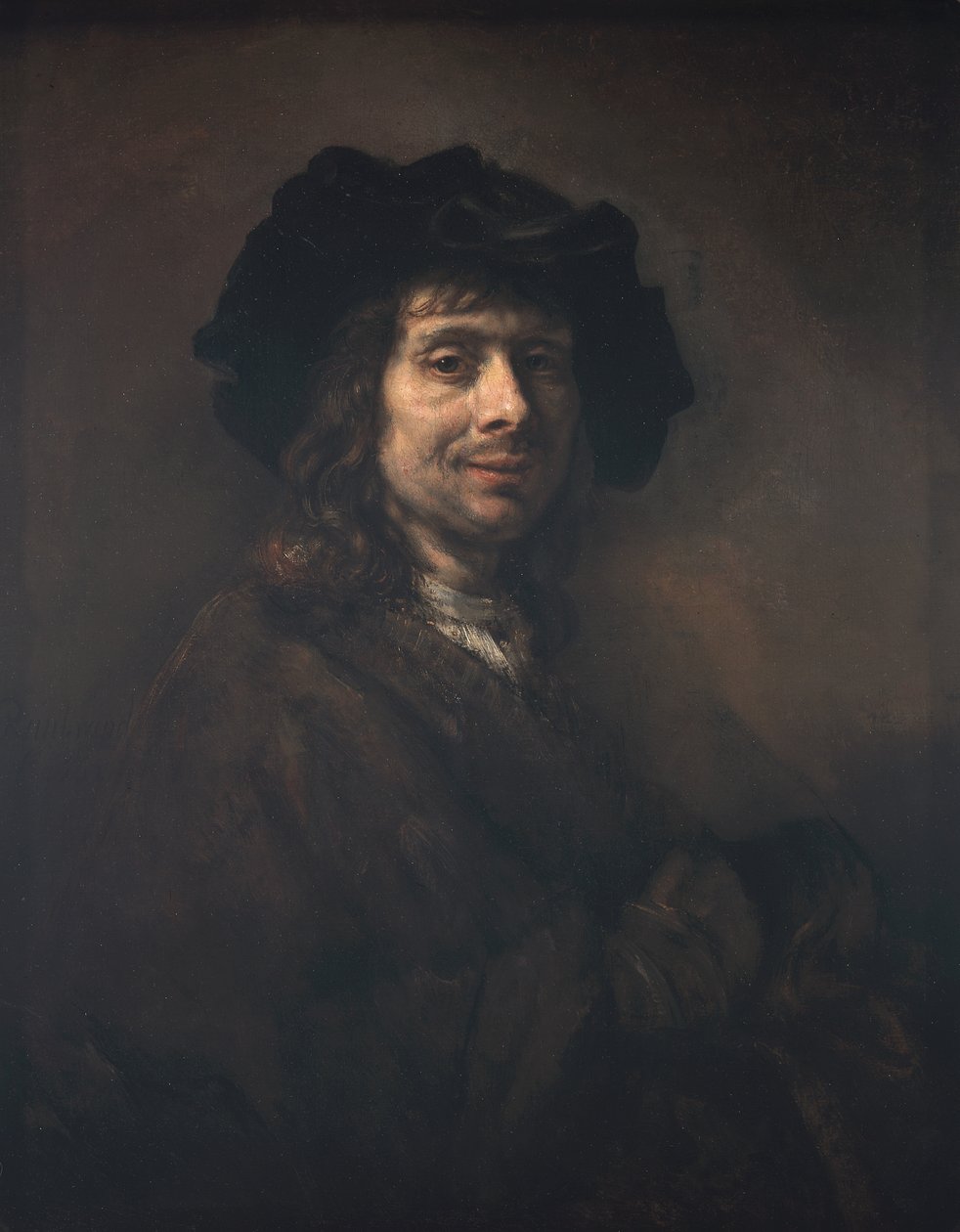 Retrato de um jovem (talvez um artista) 1661-62 (óleo sobre tela) de (studio of) Rembrandt Harmensz. van Rijn