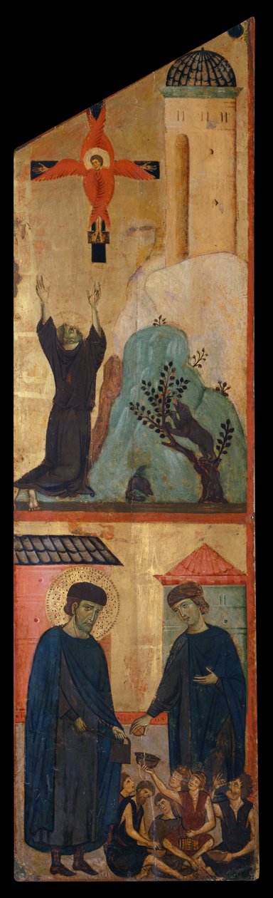 Díptico do Beato Andrea Gallerani: São Francisco recebe os estigmas e o beato Gallerani, painel interior direito, c.1270 (pintura sobre painel) de (workshop of) Guido da Siena