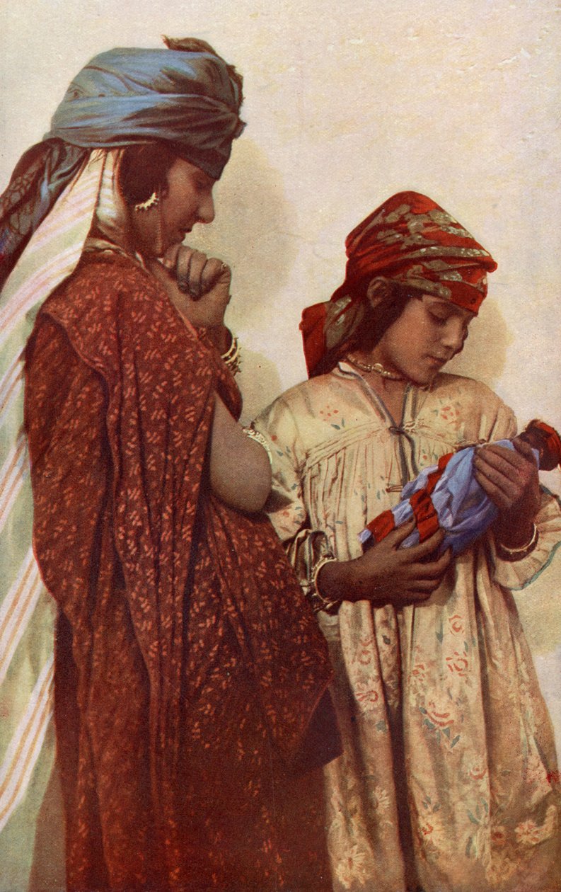 África. Um casal de jovens beduínos em vestidos típicos. 1920 de Unknown