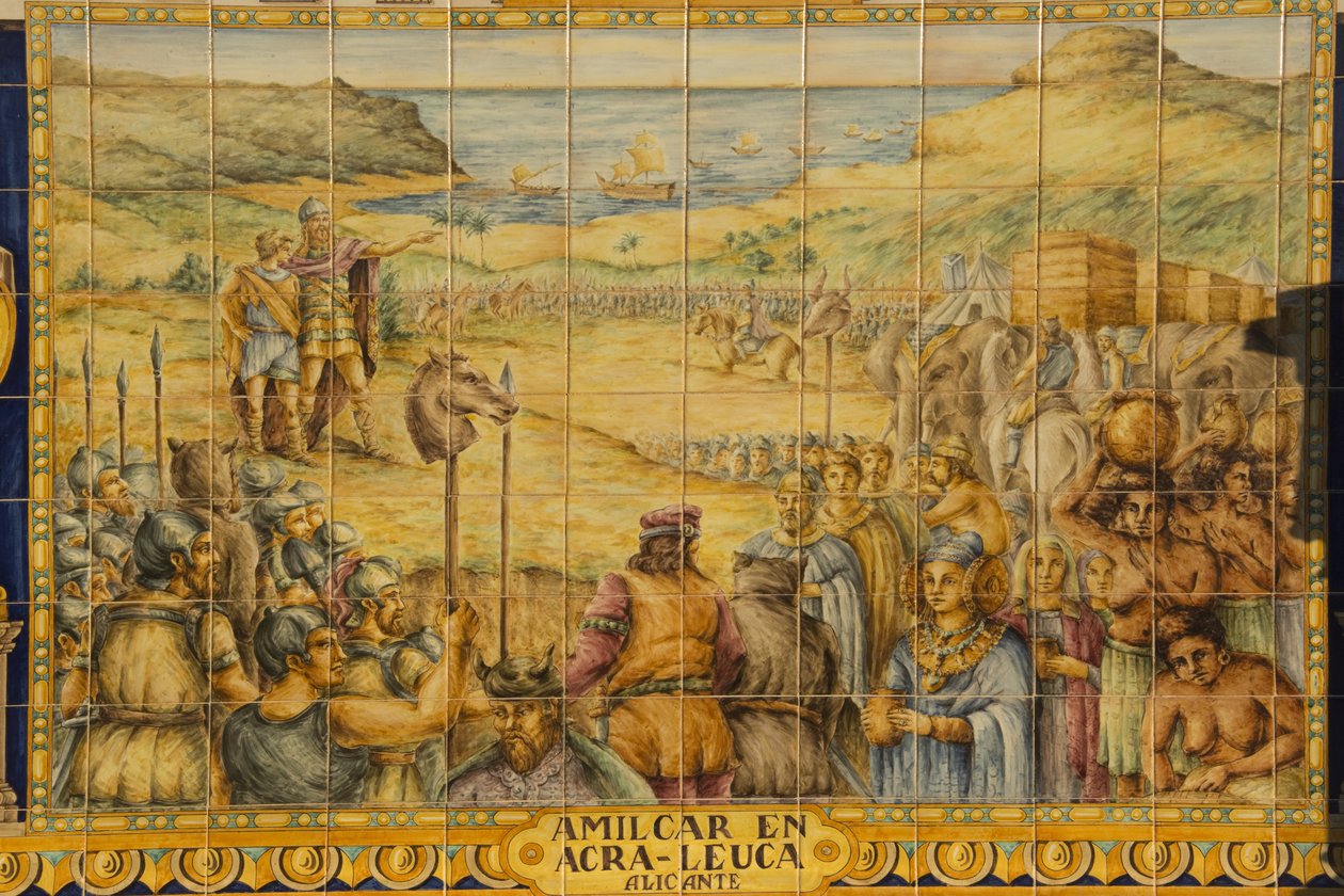 Alcova com representação em azulejo de Alicante, Plaza Espana, Sevilha, Espanha de Unknown