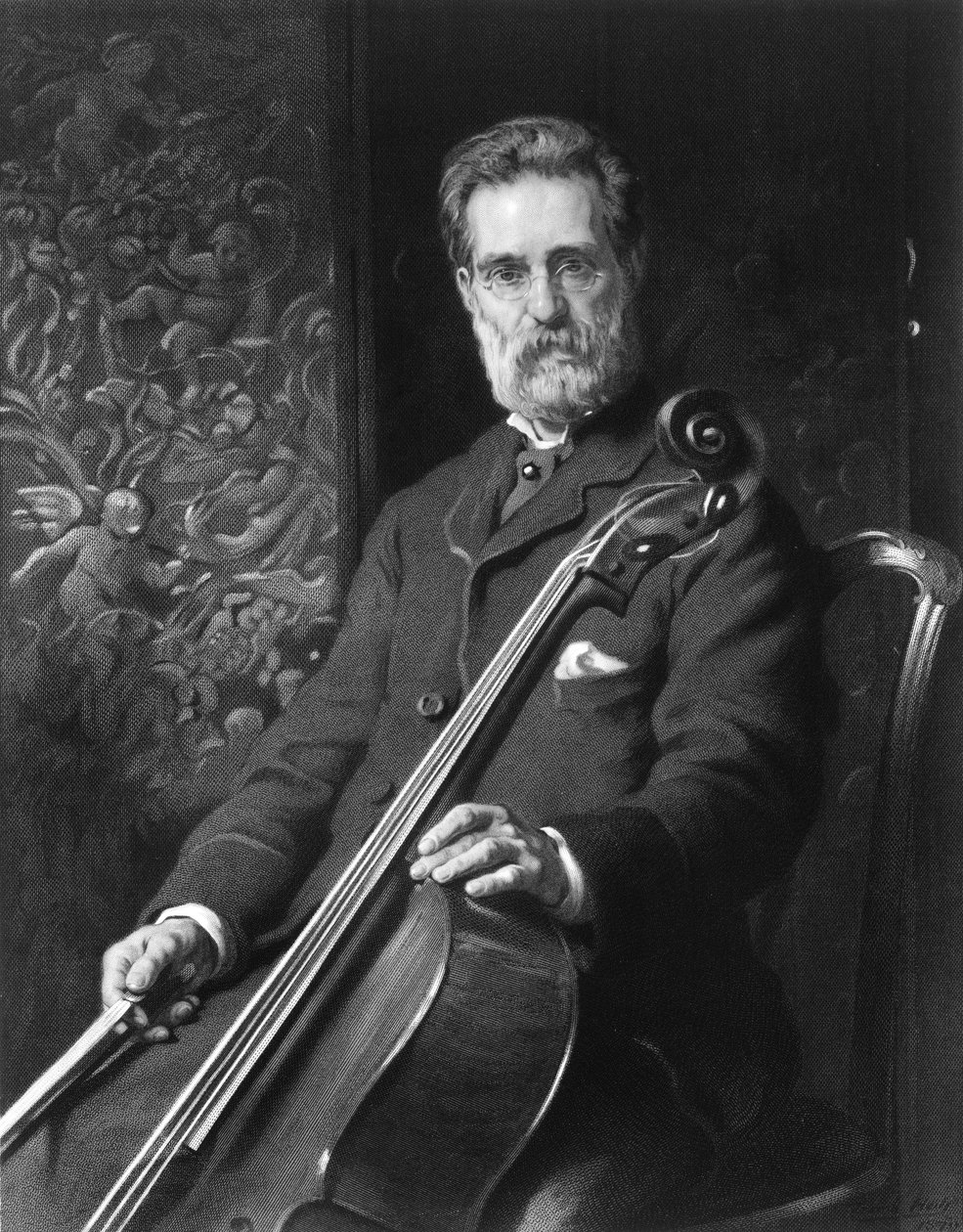 Alfredo Piatti retrato com violoncelo. de Unknown