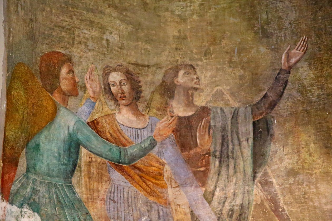 Altar com pintura da Virgem Maria, rodeada de anjos - detalhe de Unknown