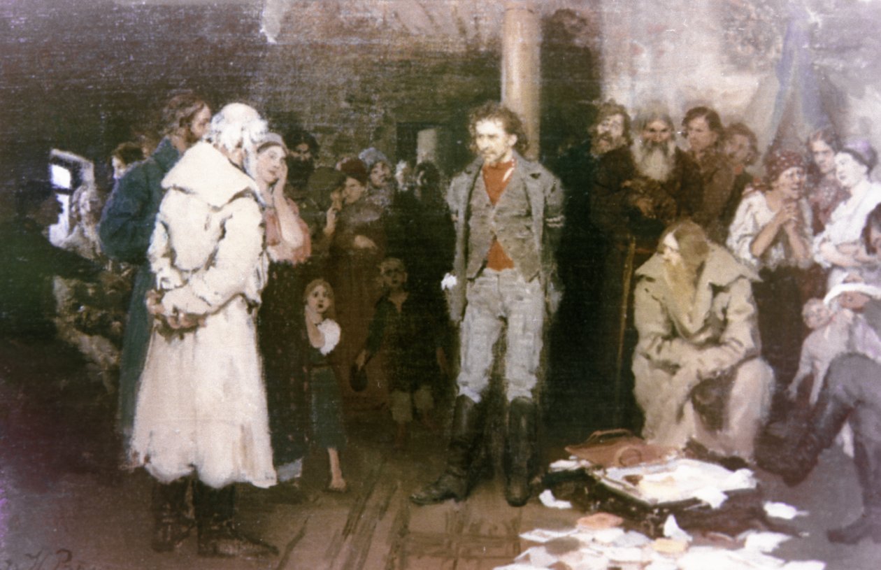 Detenção de um Propagandista - Pintura de Ilya Repin. de Unknown