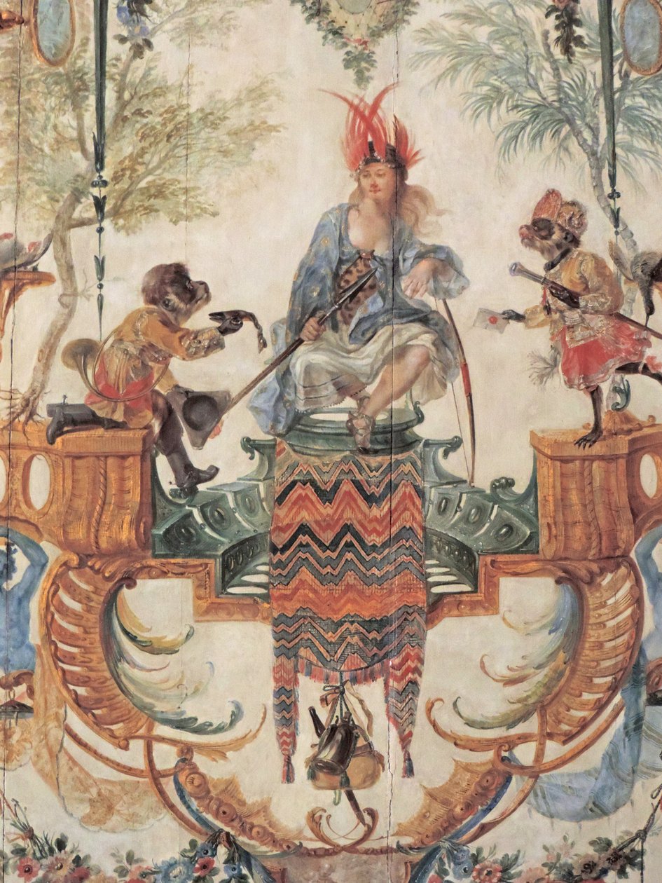 Chantilly, Chateau: Um detalhe da decoração da Grande Singerie de Christophe Huet, 1737 de Unknown