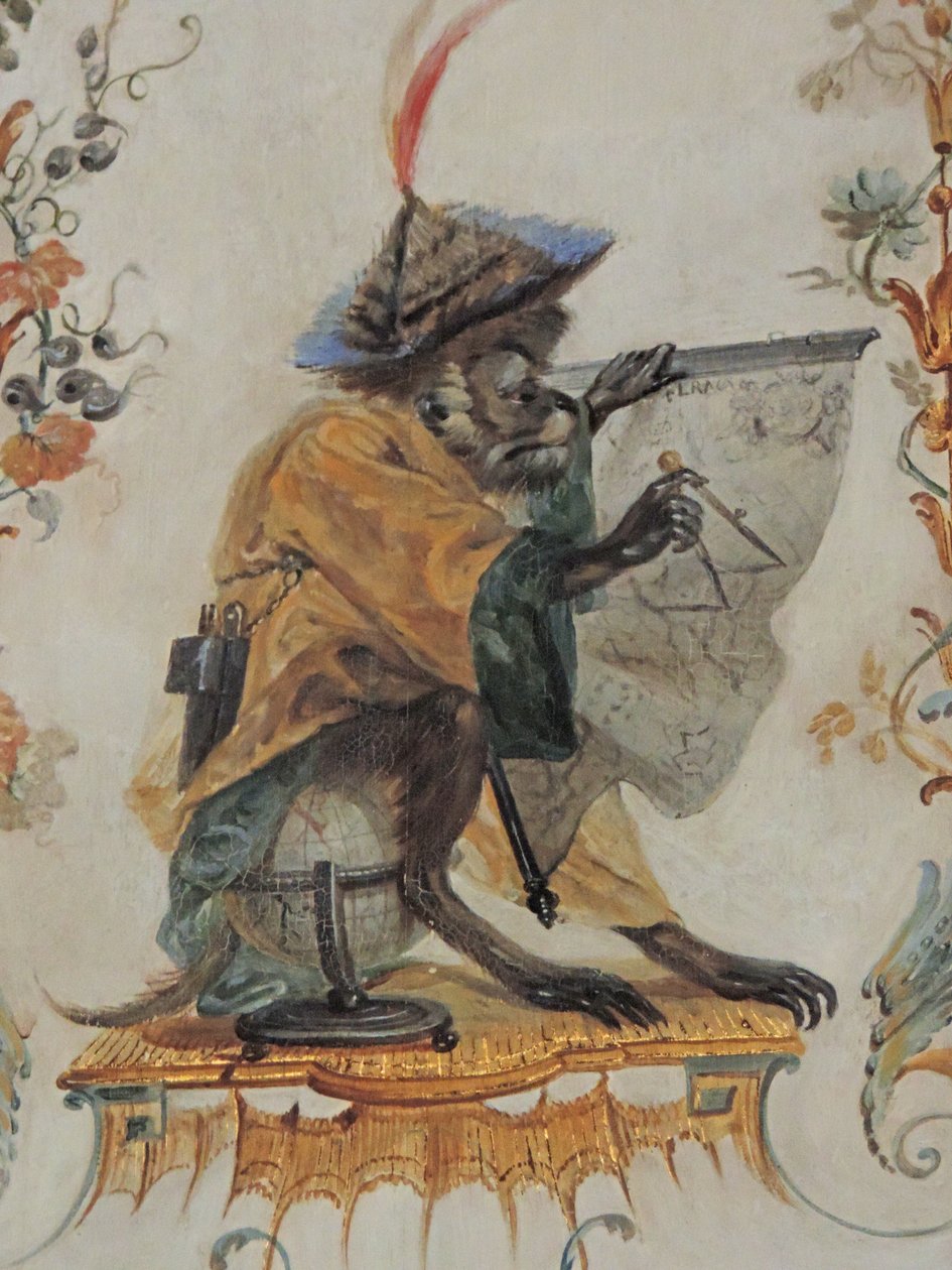 Chantilly, Chateau: Um detalhe da decoração da Grande Singerie de Christophe Huet, 1737 de Unknown