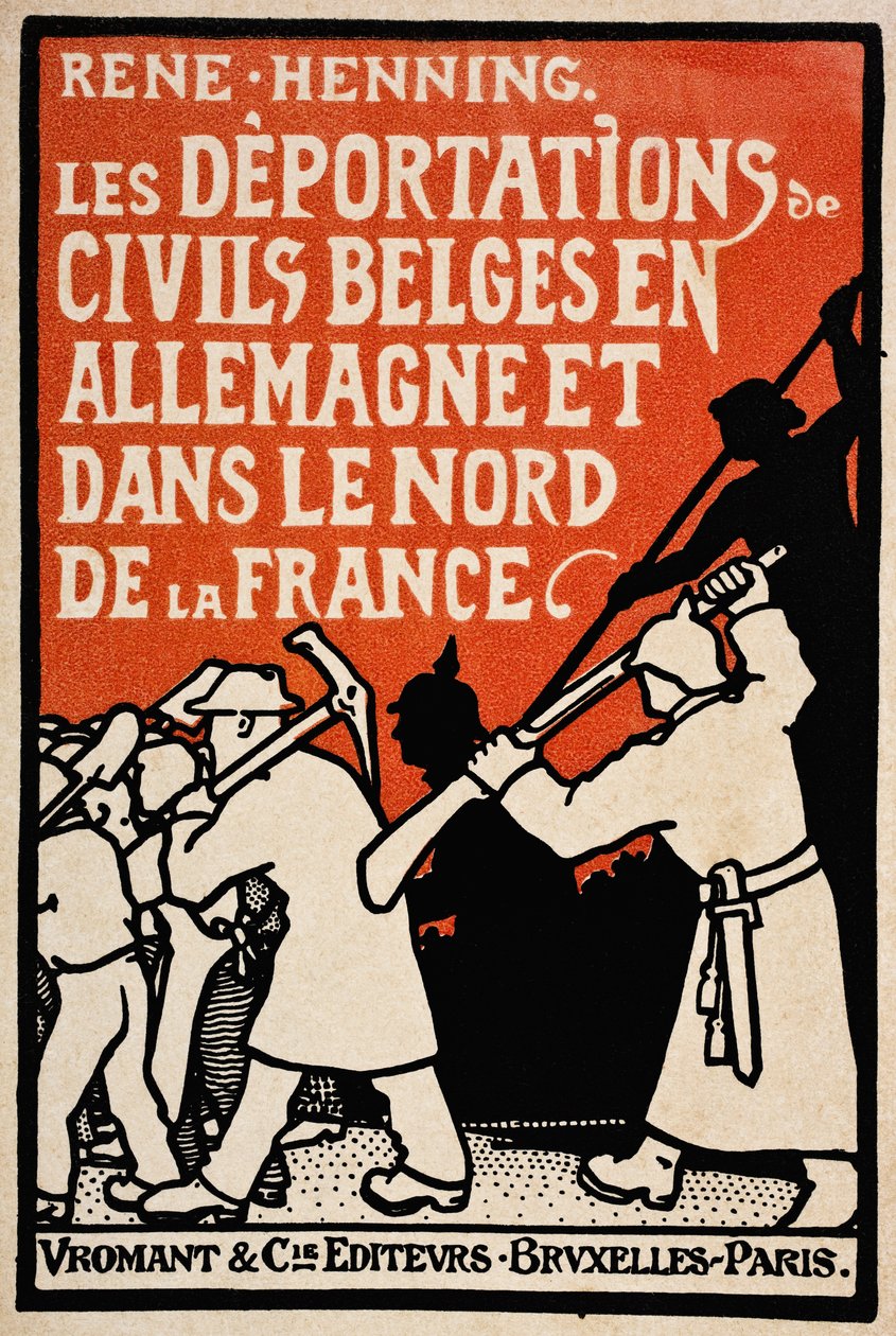 Capa de deportações de civis belgas na Alemanha e no norte da França por René Henning, publicado por Vromant et Cie, Bruxelas-Paris, 1919 de Unknown