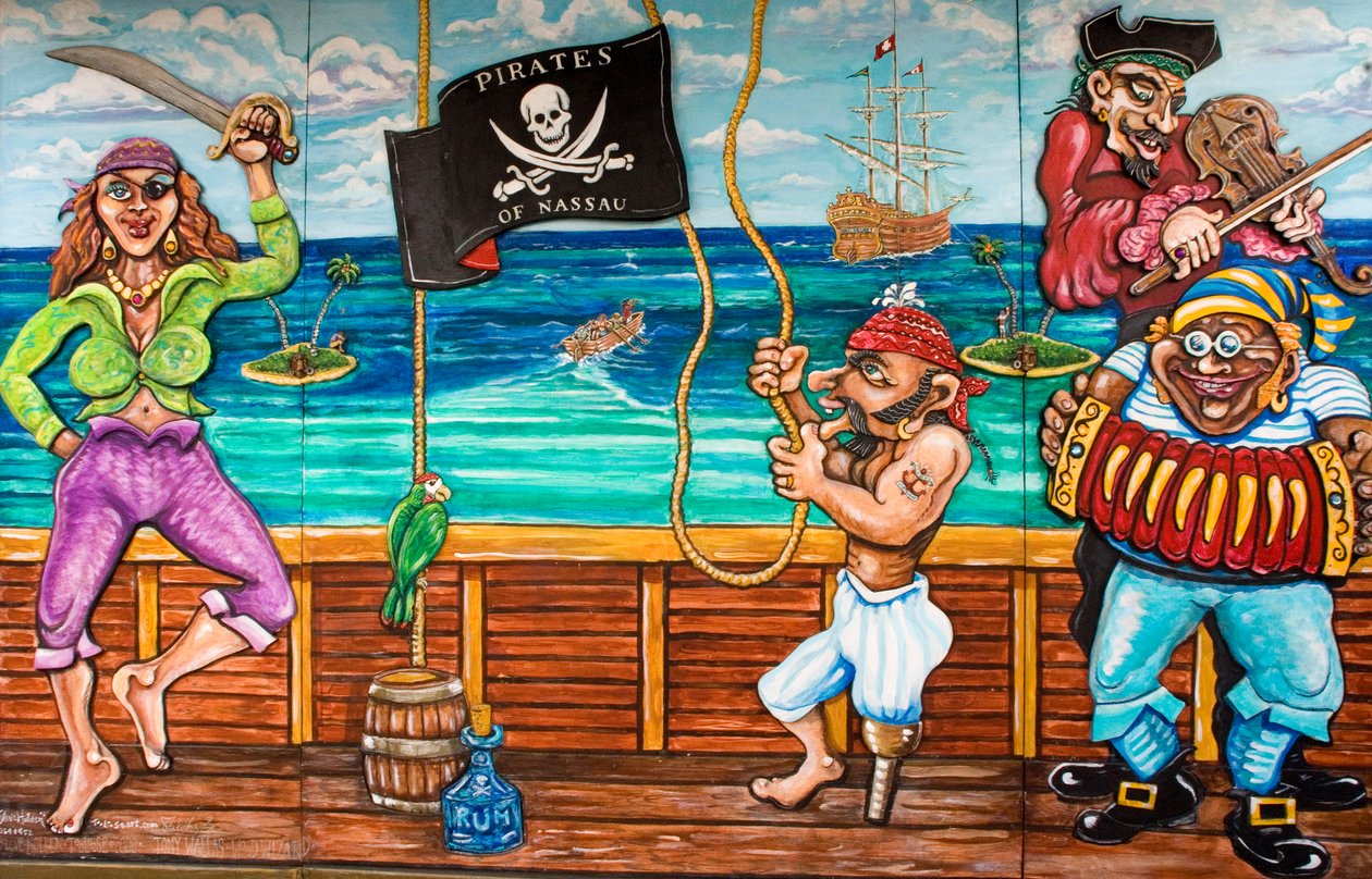 Decorado pintado do lado de fora do Museu do Pirata, Bahamas de Unknown