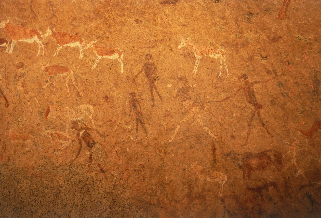 Detalhe de pinturas rupestres no Damara Land, Namíbia. 6 de maio de 1998. de Unknown
