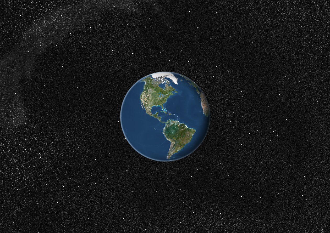 Globo centrado nas Américas, imagem de satélite True Color de Unknown