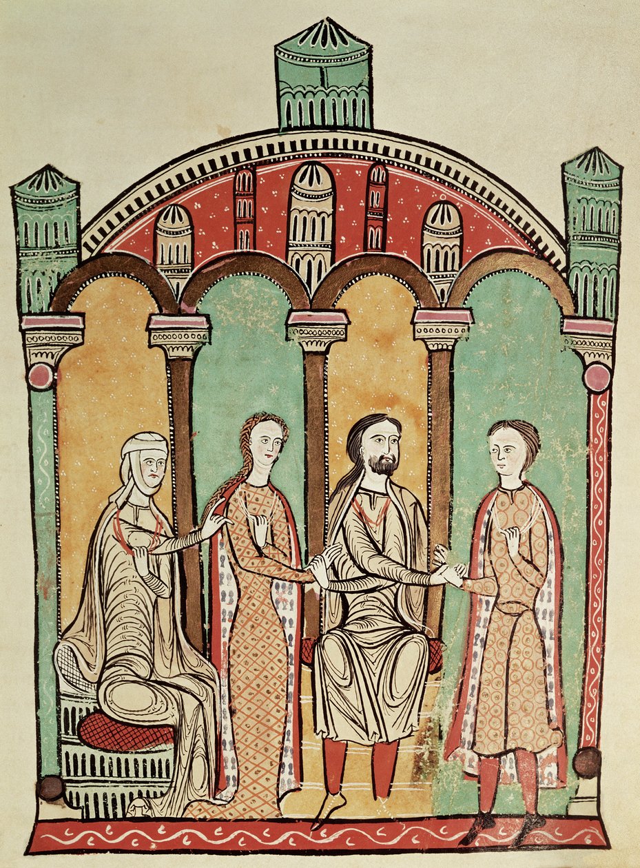Liber Feudorum: cena do casamento (Anon), escola de espanhol do século XII de Unknown