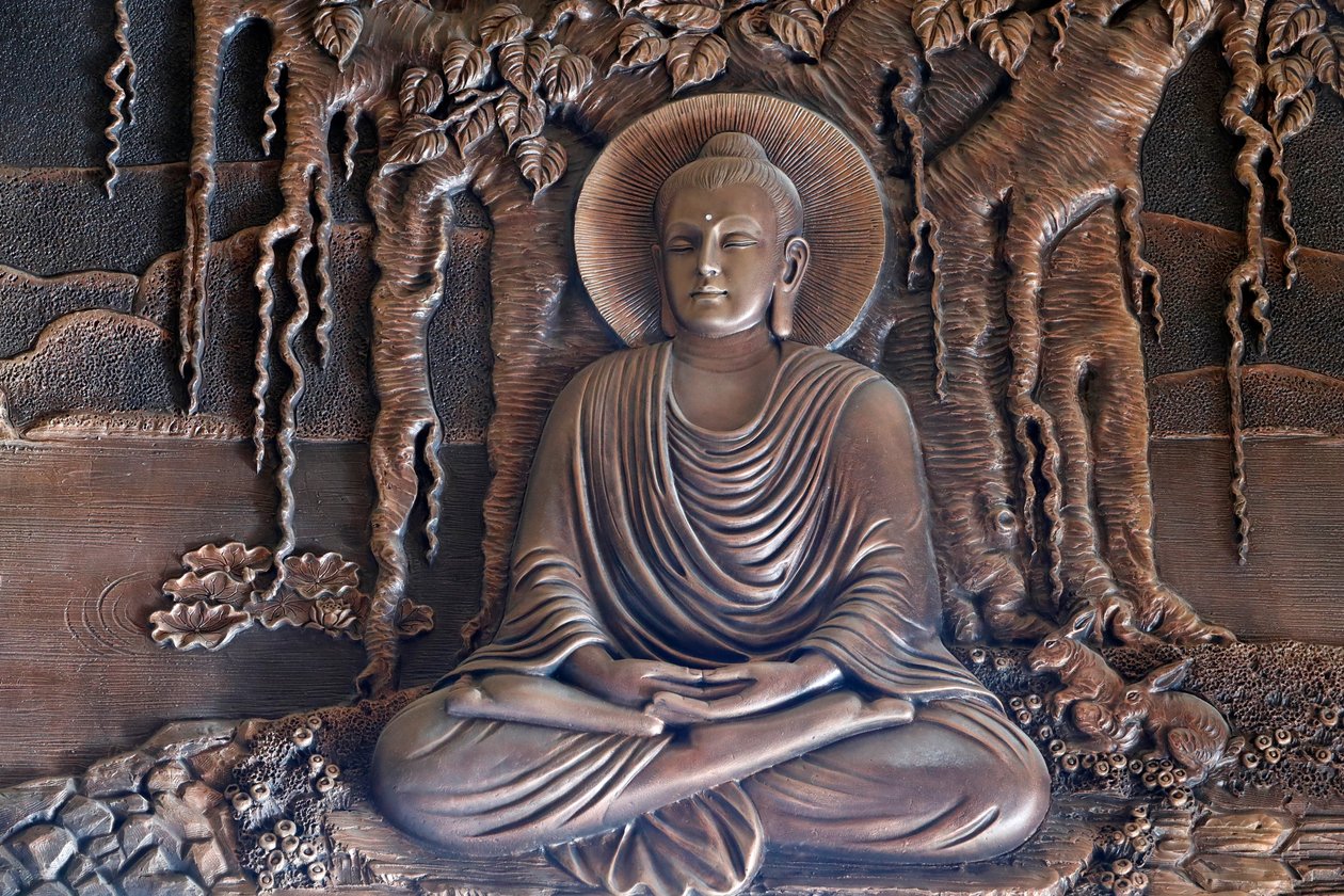 Linh Phong, templo budista, Shakyamuni, buddha, sentando, em, a, meditação, pose, sob, a, Bodhi, árvore, Dalat, vietnã de Unknown