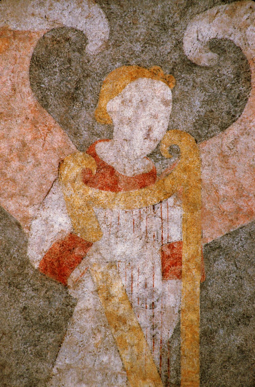 Loire Atlantique N * 081 - St-Sulpice des Landes - Igreja conhecida como a “vila velha” - mural do século XV - Anjo do cofre jogando o “rebec” ”(viole) de Unknown