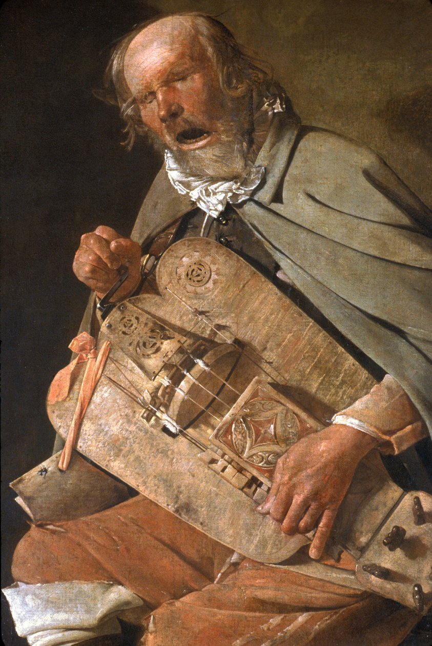 Loire Atlantique N * 093 - NantesMuseu de Belas Artes - "" O Jogador de Vielle "" (detalhe) (O Vielleur com o chapéu ou o Vielleur com a mosca) - por Georges de La Tour (1593-1652) ca. 1625 de Unknown