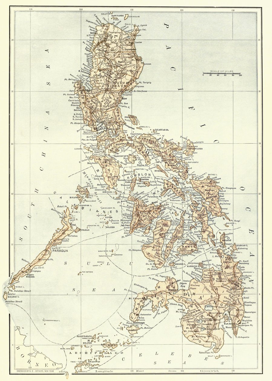 Mapa das Filipinas no final do século XIX. de Unknown