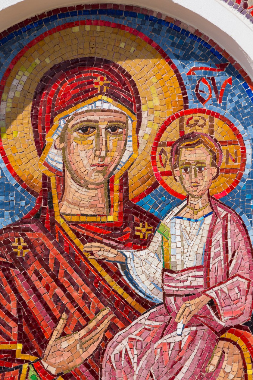 Mosaico da Virgem e da Criança em Manastir Ostrog, Montenegro de Unknown