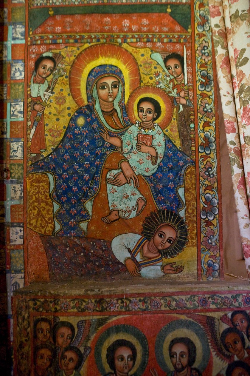 Igreja cristã de Narga Selassie, ilha de Dek, lago Tana, região de Gondar, Etiópia, África de Unknown