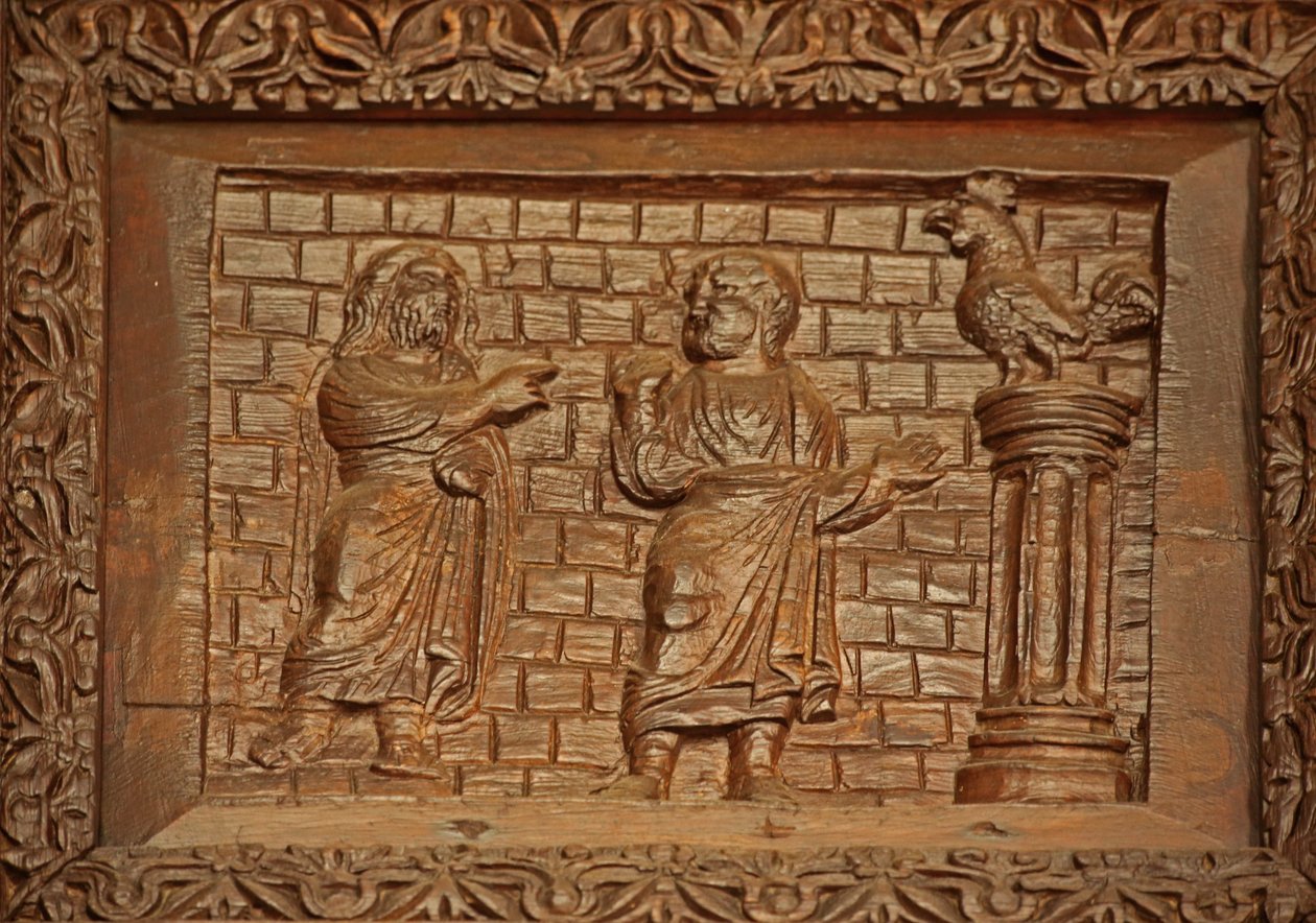 Painel da porta 5C: St Peter e o galo cantando de Unknown